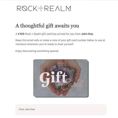 Crystal Gift Card | Rock + Realm E-Gift Card