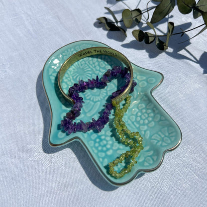 Turquoise Hamsa Hand Trinket Dish