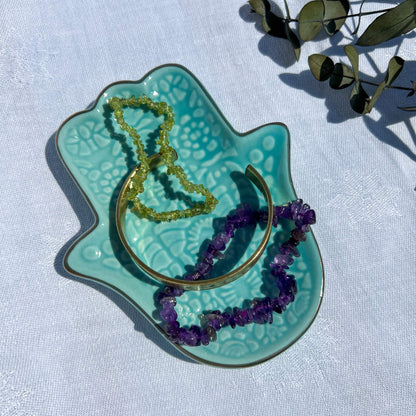 Turquoise Hamsa Hand Trinket Dish
