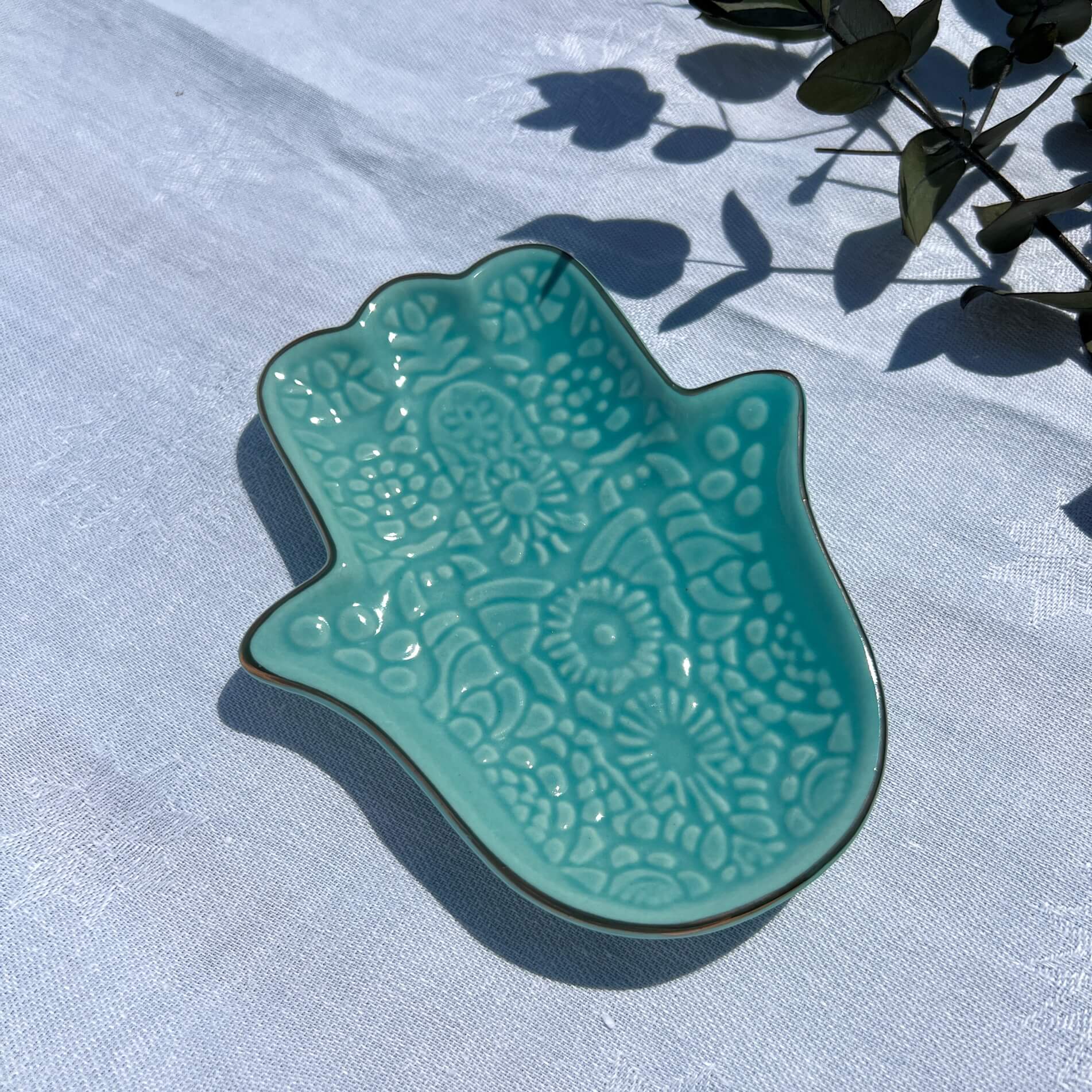 Turquoise Hamsa Hand Trinket Dish