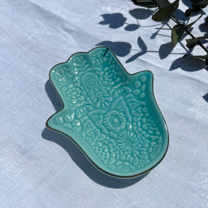 Turquoise Hamsa Hand Trinket Dish
