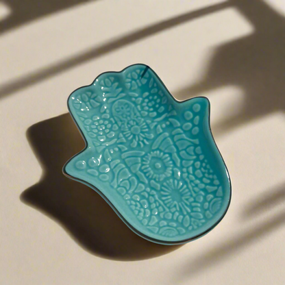Turquoise Hamsa Hand Trinket Dish
