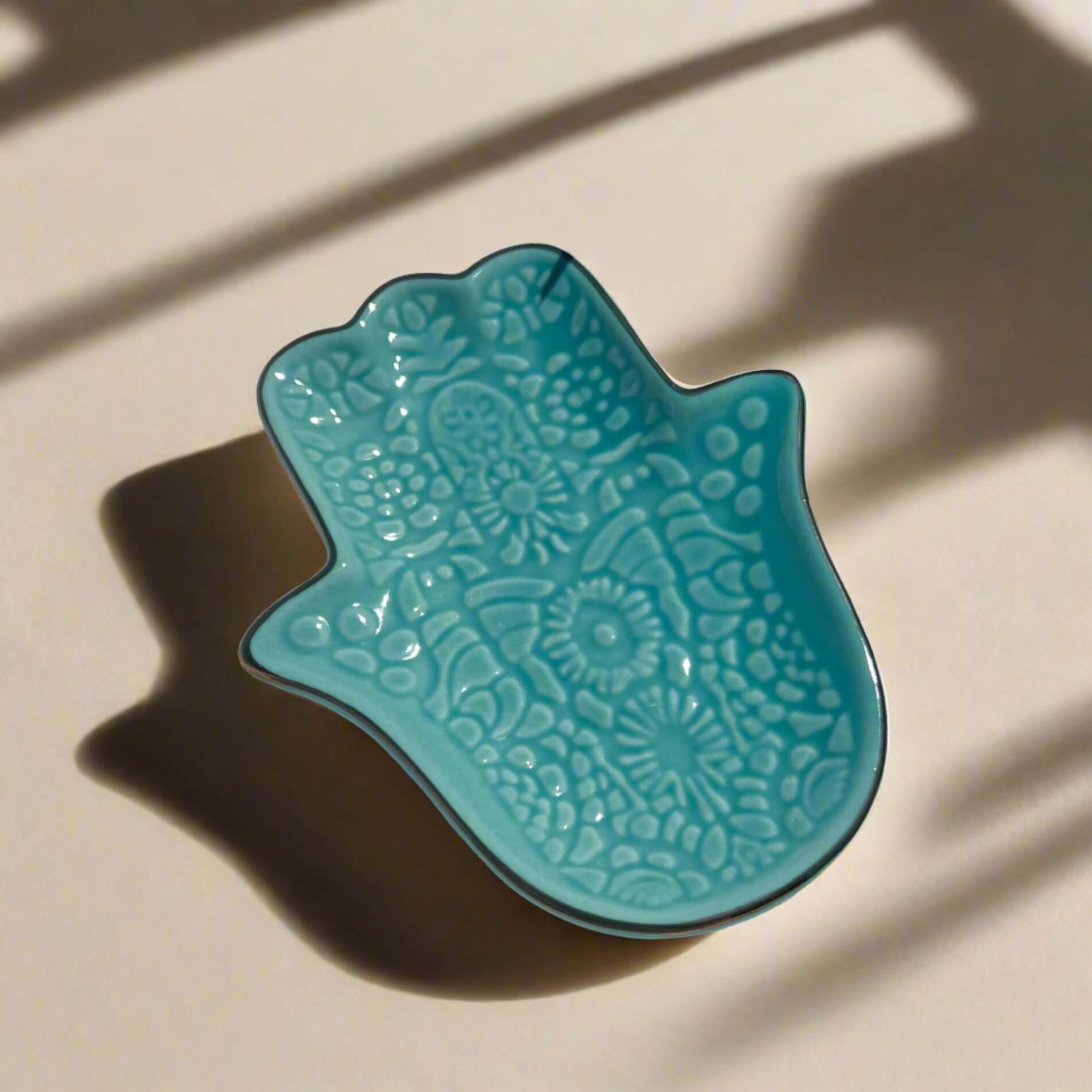 Turquoise Hamsa Hand Trinket Dish
