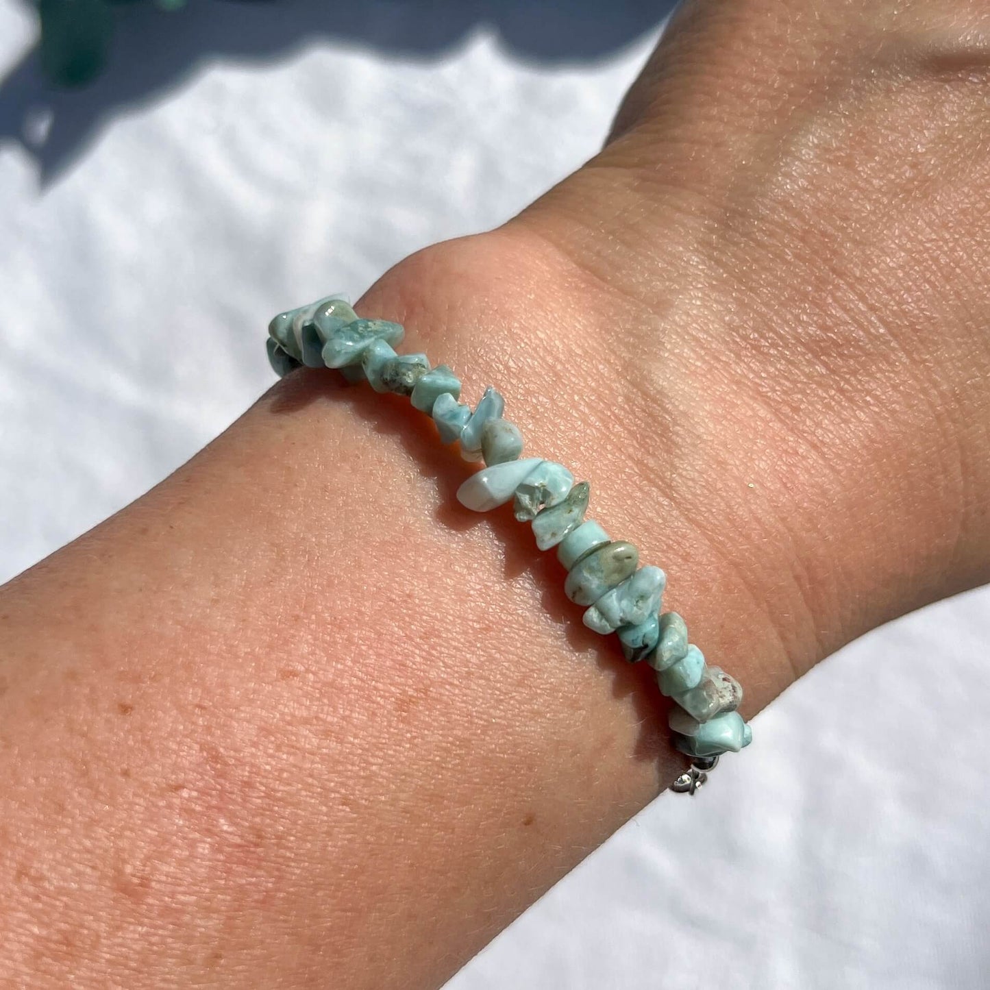 Crystal Chip Silver Bracelet - Larimar