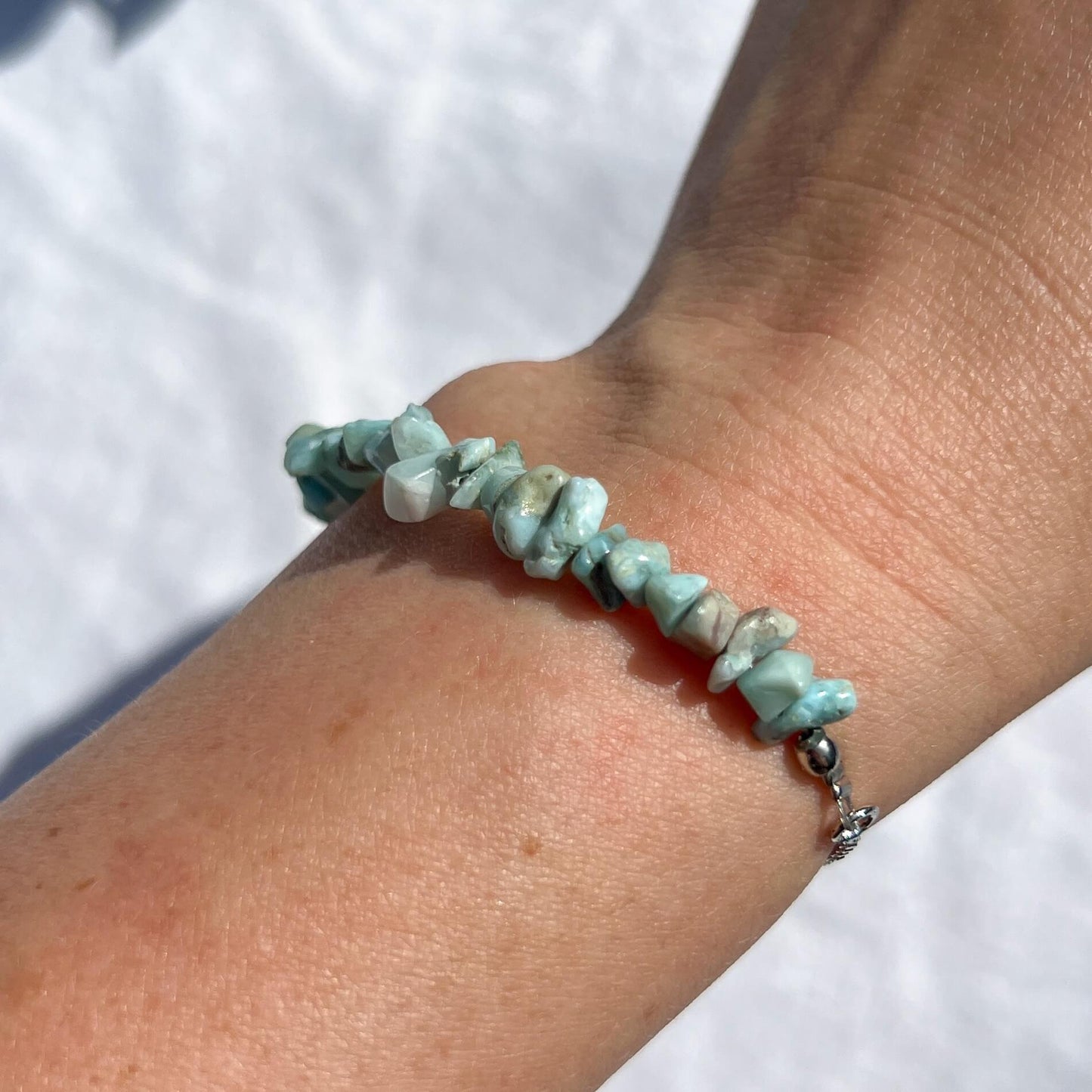 Crystal Chip Silver Bracelet - Larimar