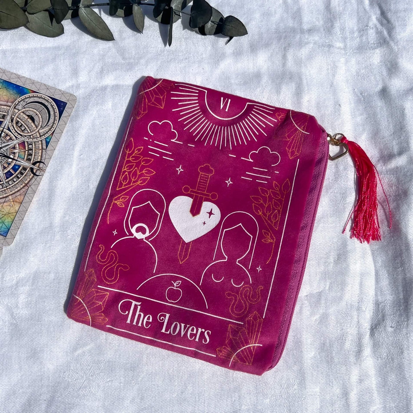 The Lovers Pink Velvet Zipped Pouch