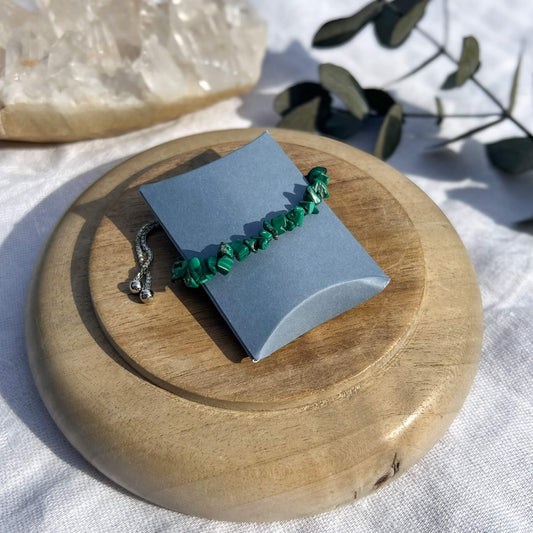 Crystal Chip Silver Bracelet - Malachite