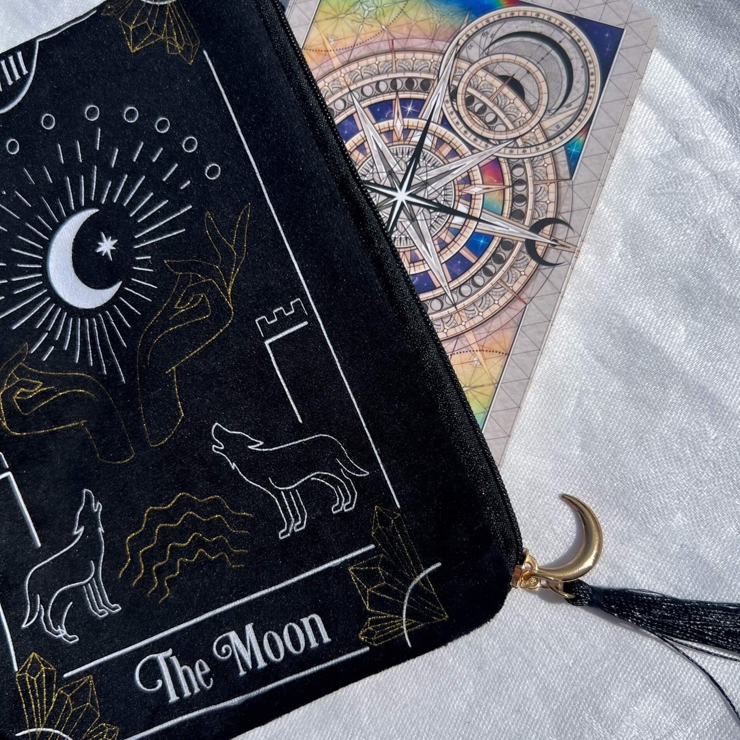 The Moon Black Velvet Zip Bag