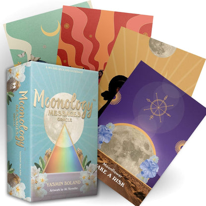 Moonology Messages Oracle book with colorful cards on a white background