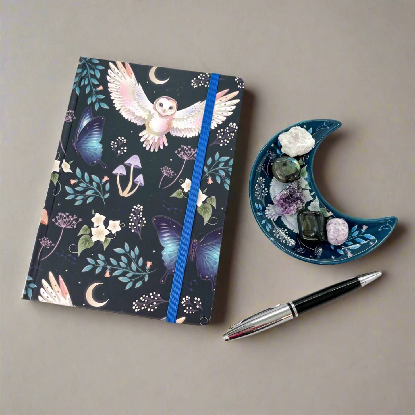 Journal: Blue Mystical Owl Notebook