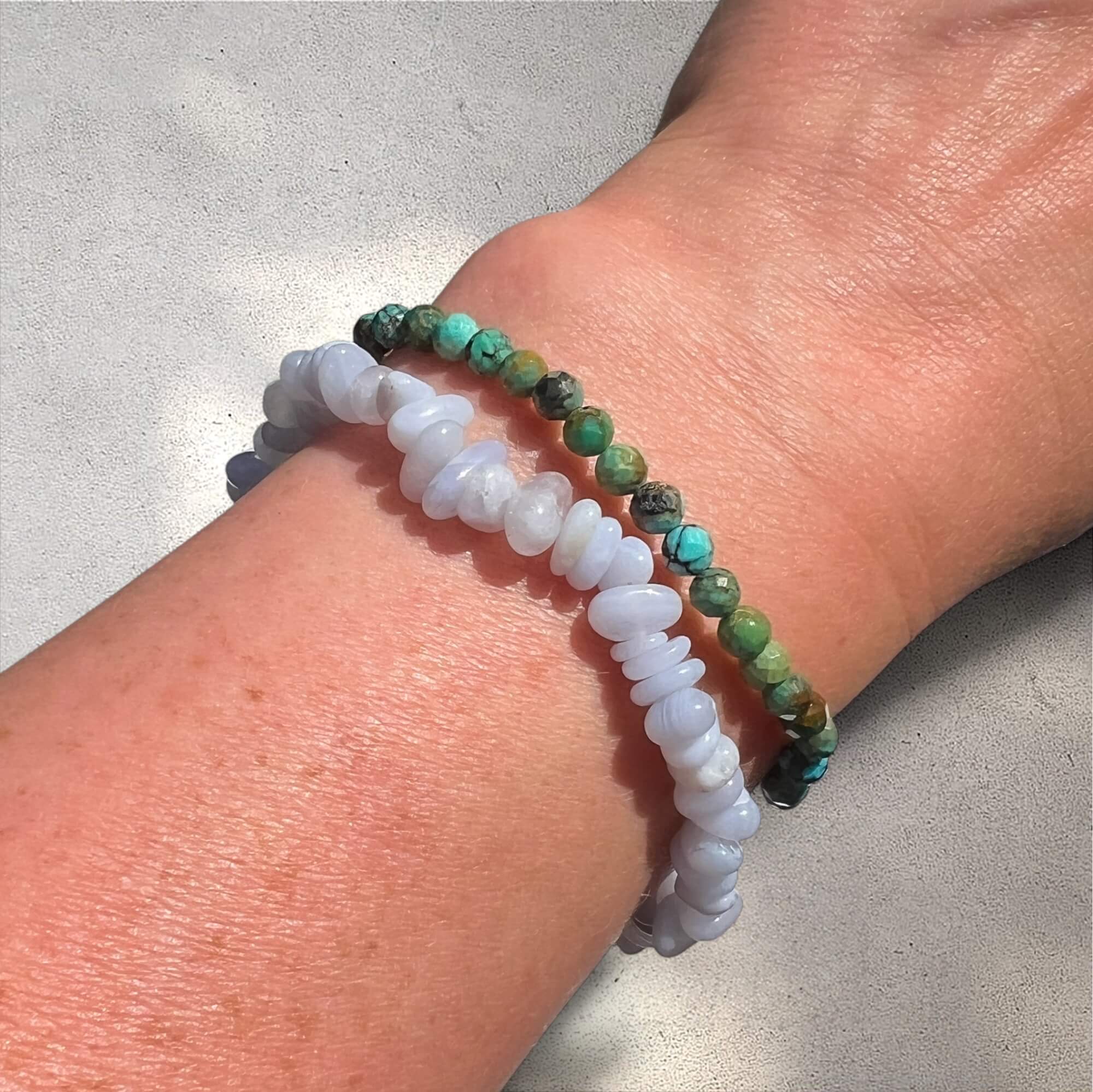 Crystal Chip Bracelet -  Blue Lace Agate