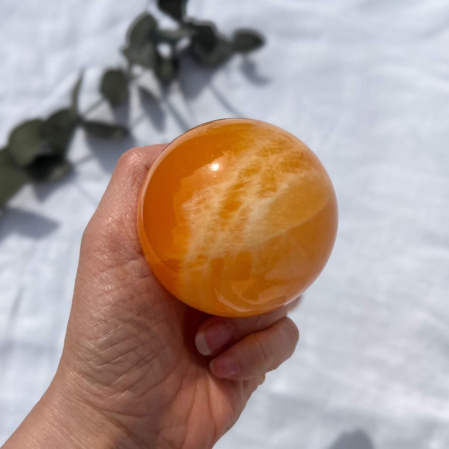 Orange Calcite Crystal Sphere - 64.5mm