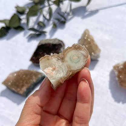 Chalcedony Stalactite with Amber Druzy Quartz
