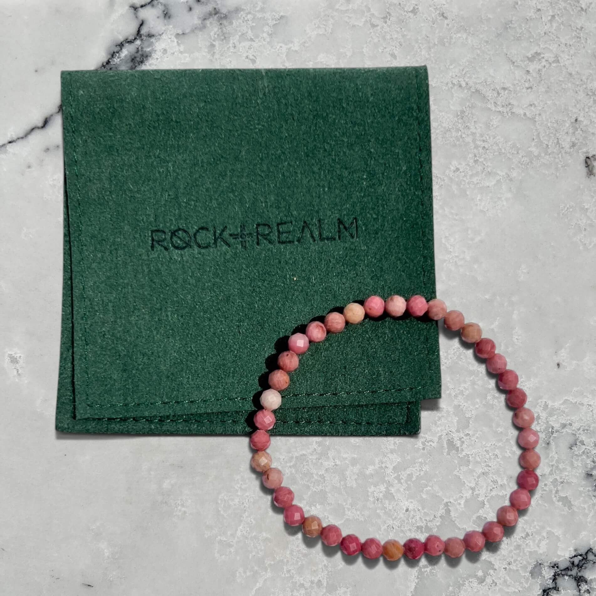 Crystal Bead Bracelet - Rhodonite