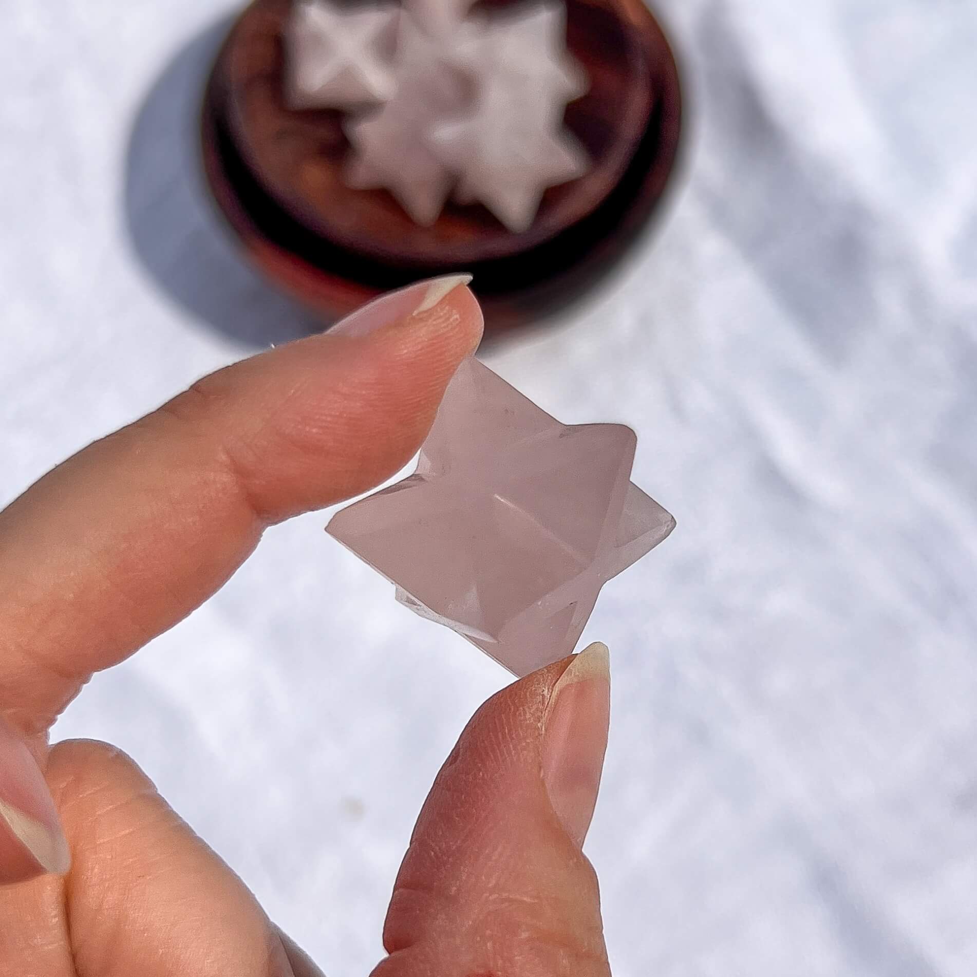 Rose Quartz Crystal Merkaba | Sacred Geometry Tool – Rock + Realm