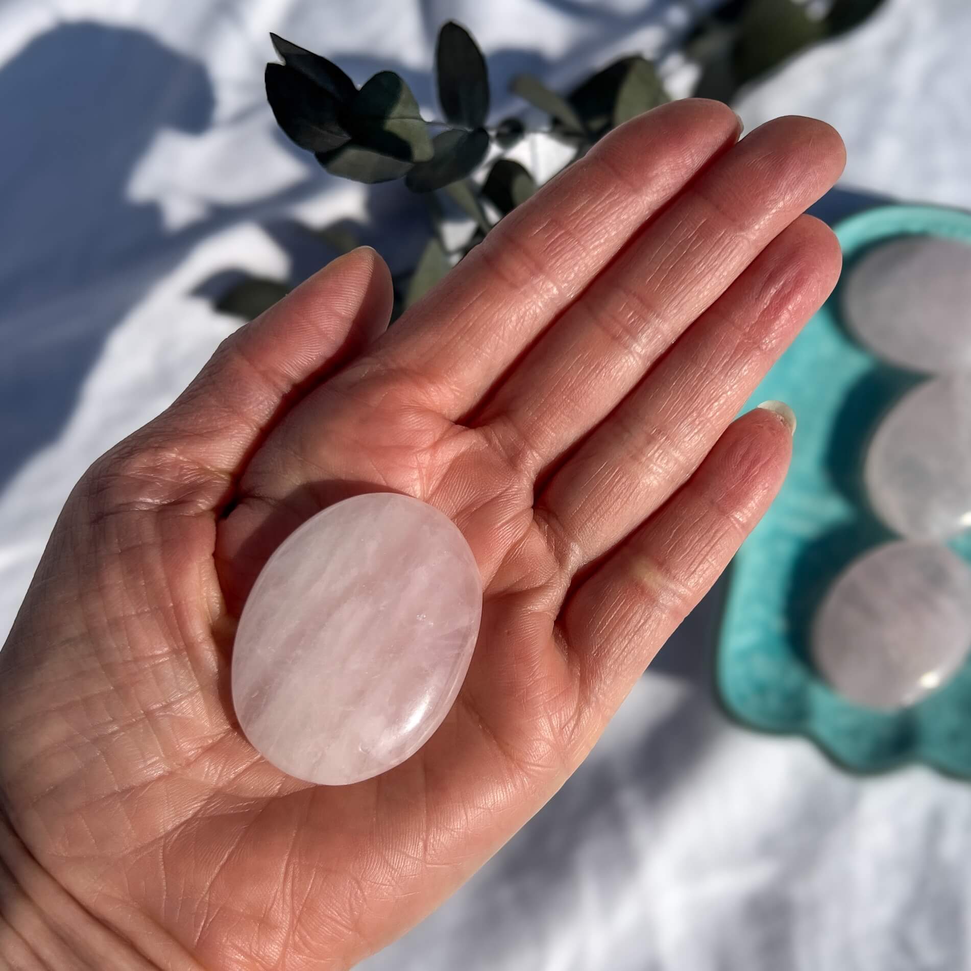 Rose Quartz Crystal Palmstone - Small