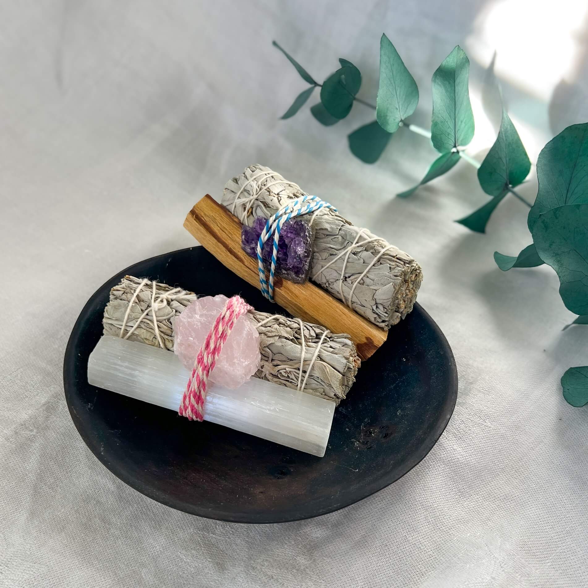 Inner Light Ritual Bundle: Sage, Selenite & Rose Quartz