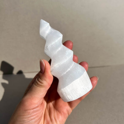 Selenite Crystal Unicorn Horn 10cm