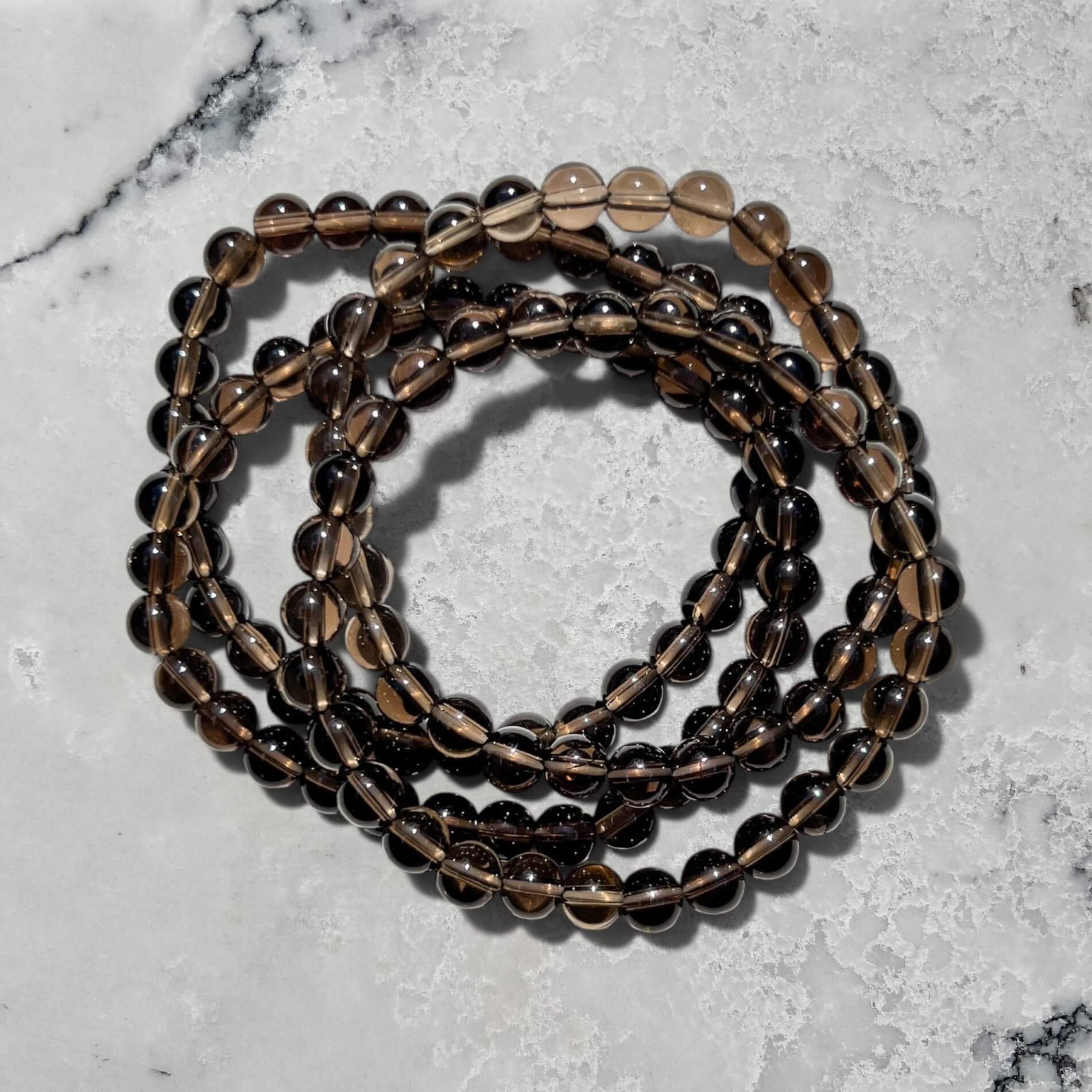 Crystal Bead Bracelet - Smoky Quartz