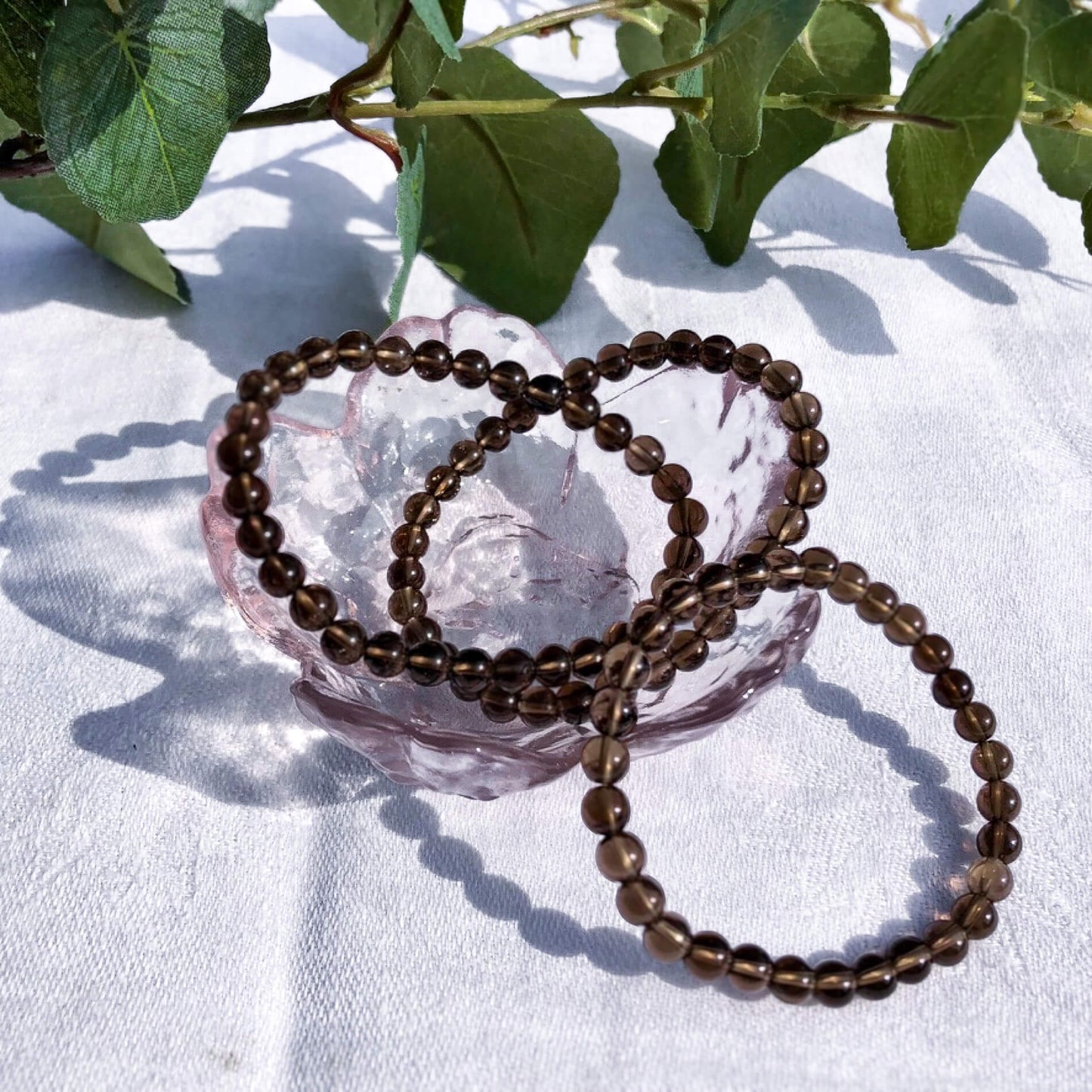 Crystal Bead Bracelet - Smoky Quartz