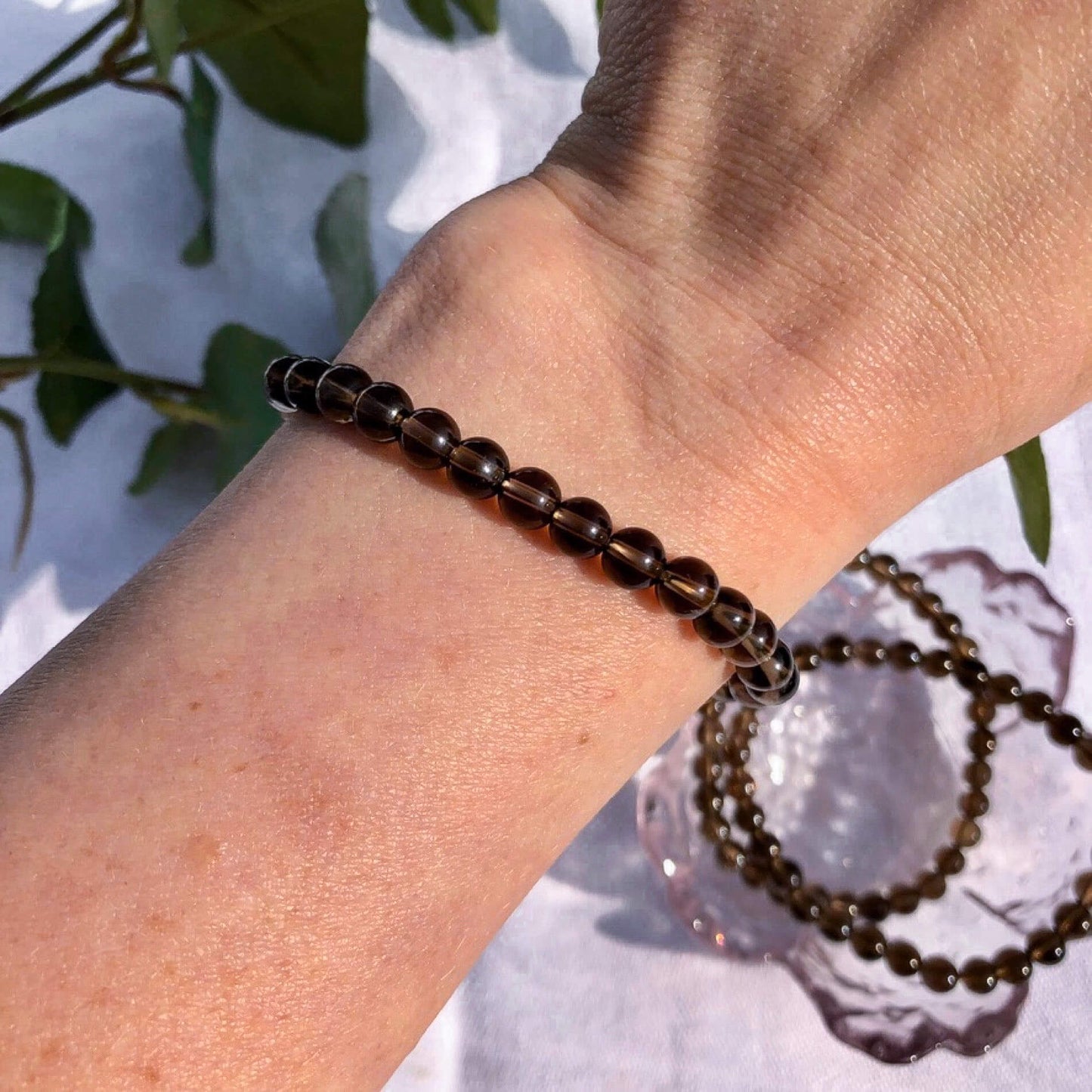 Crystal Bead Bracelet - Smoky Quartz