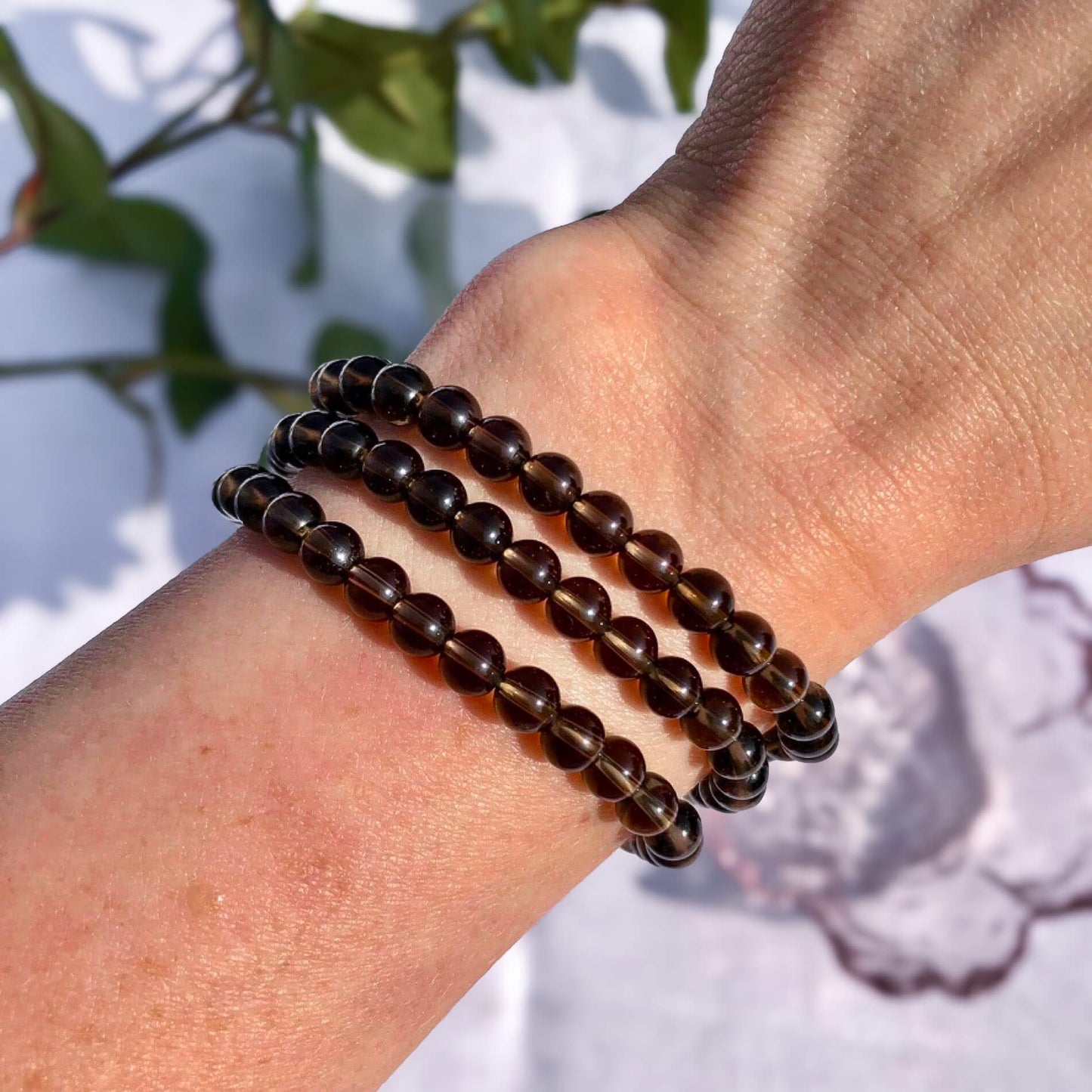 Crystal Bead Bracelet - Smoky Quartz