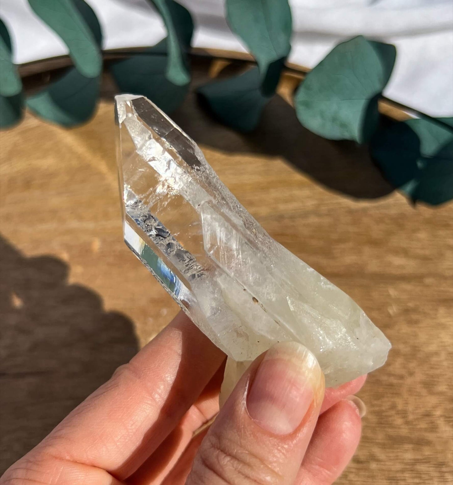 Sulphur Quartz Crystal Point - Etched