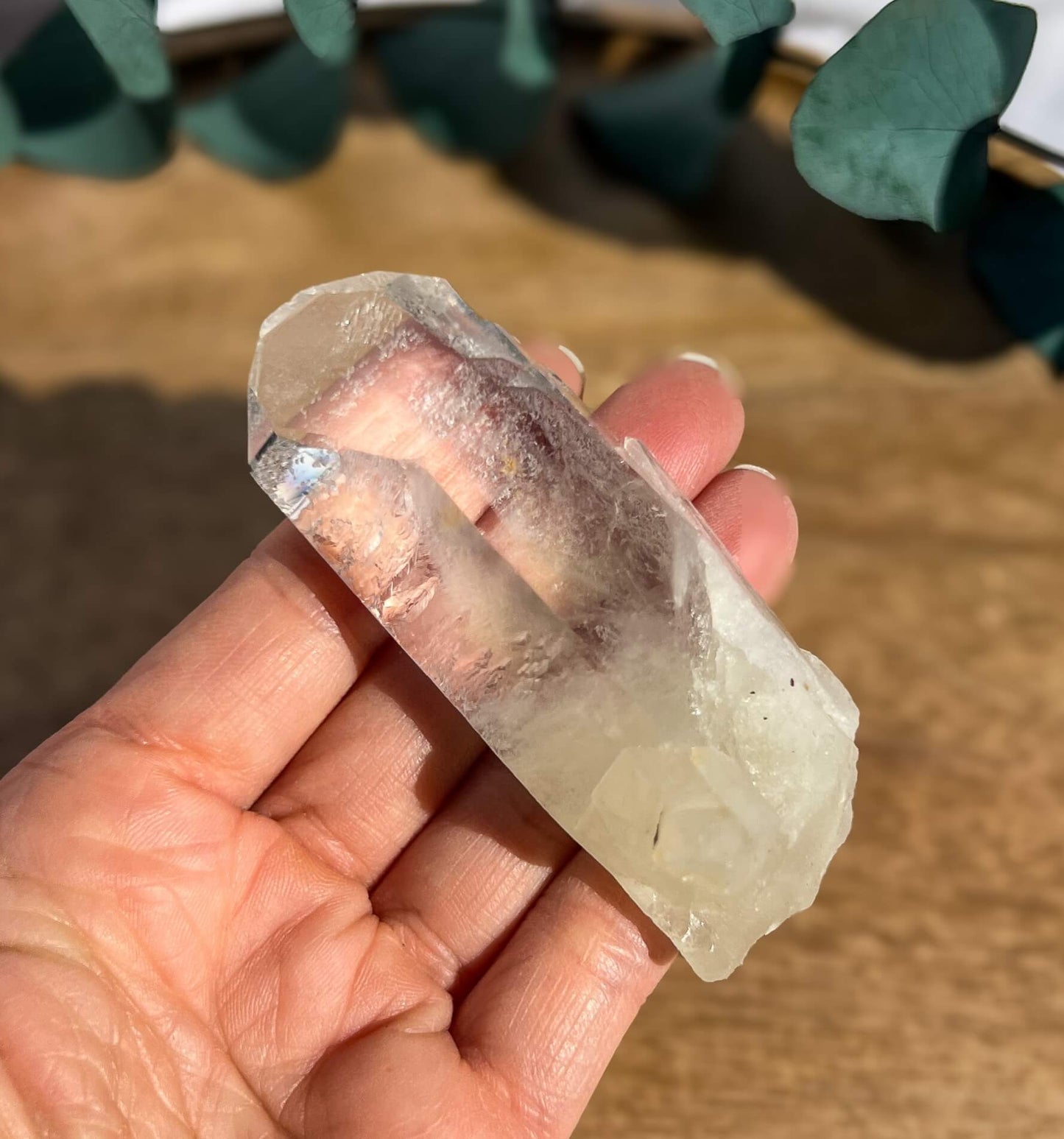 Sulphur Quartz Crystal Point - Etched