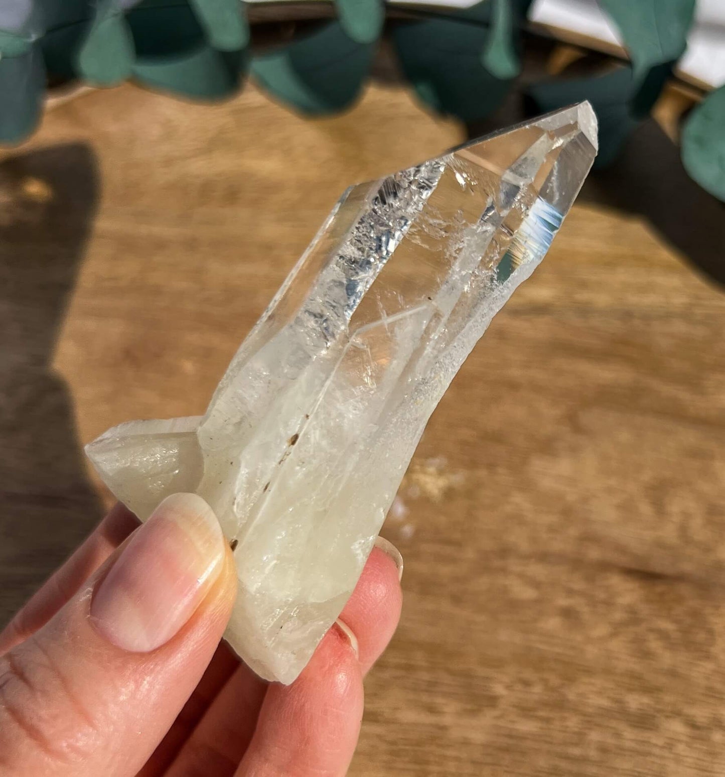 Sulphur Quartz Crystal Point - Etched