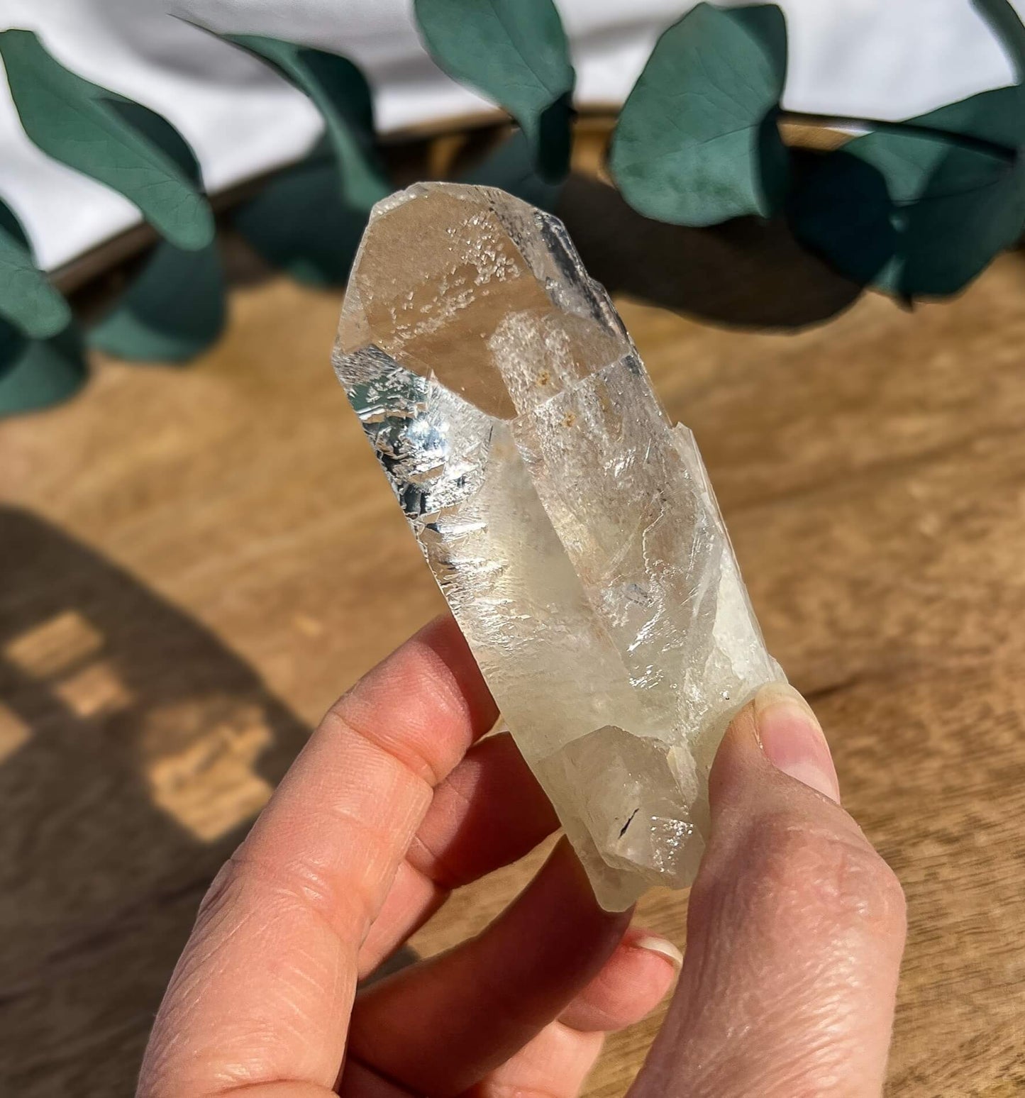 Sulphur Quartz Crystal Point - Etched