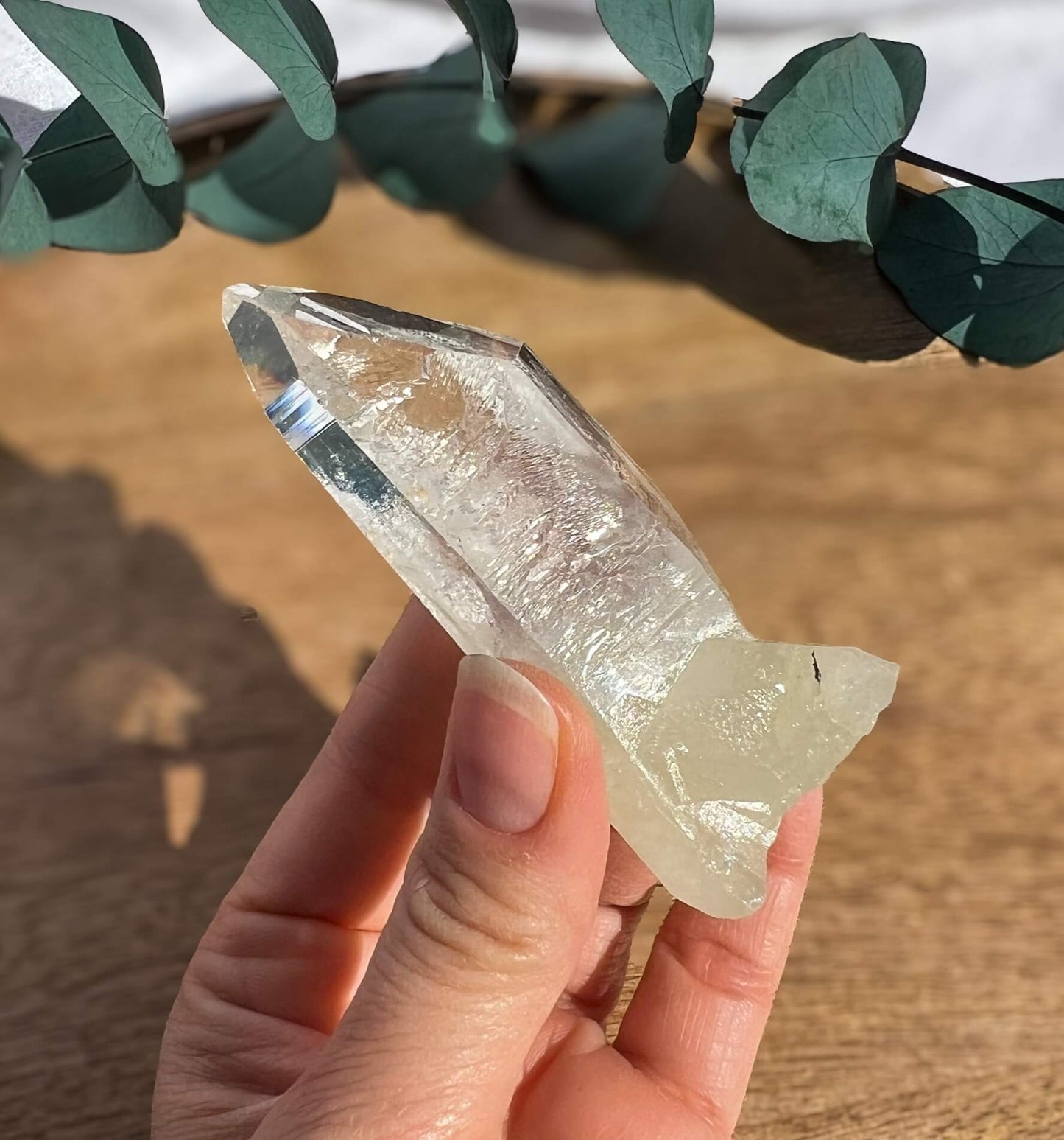 Sulphur Quartz Crystal Point - Etched