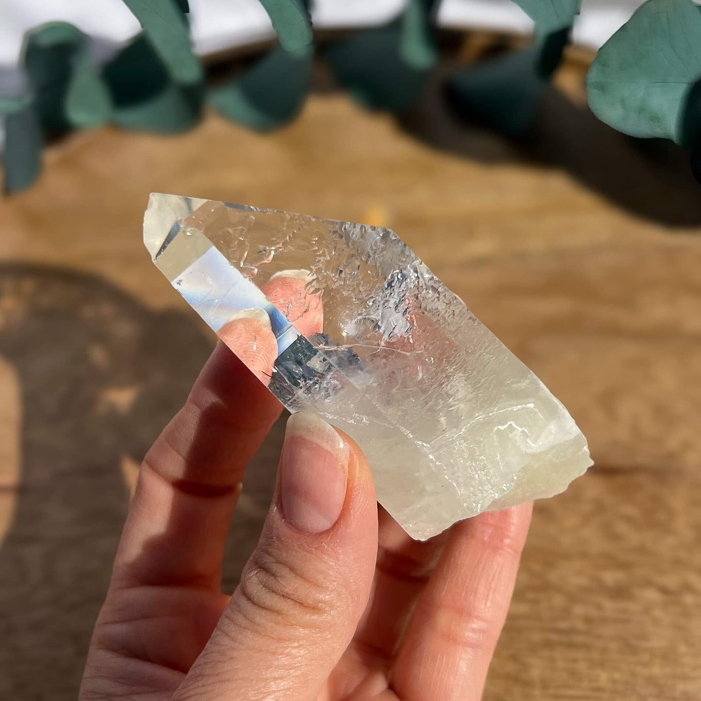 Sulphur Quartz Crystal Point - Etched