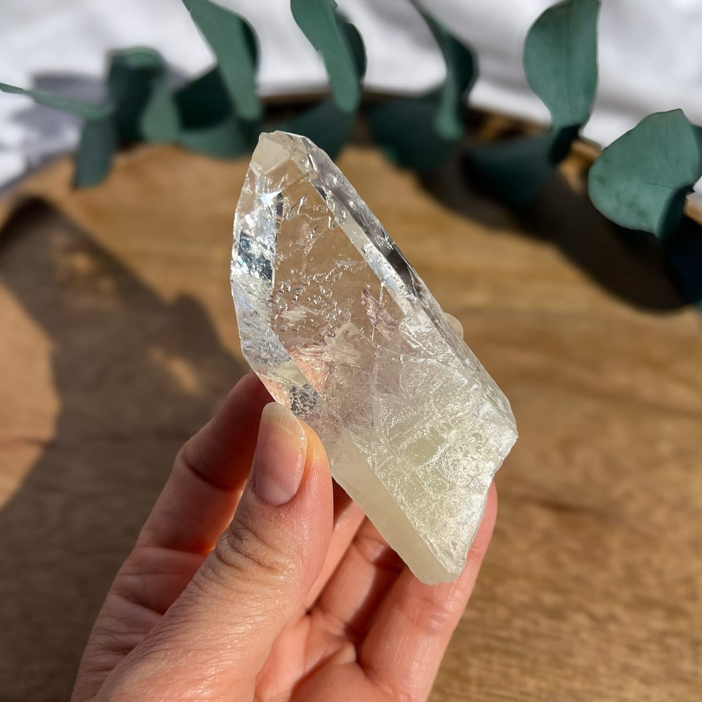 Sulphur Quartz Crystal Point - Etched