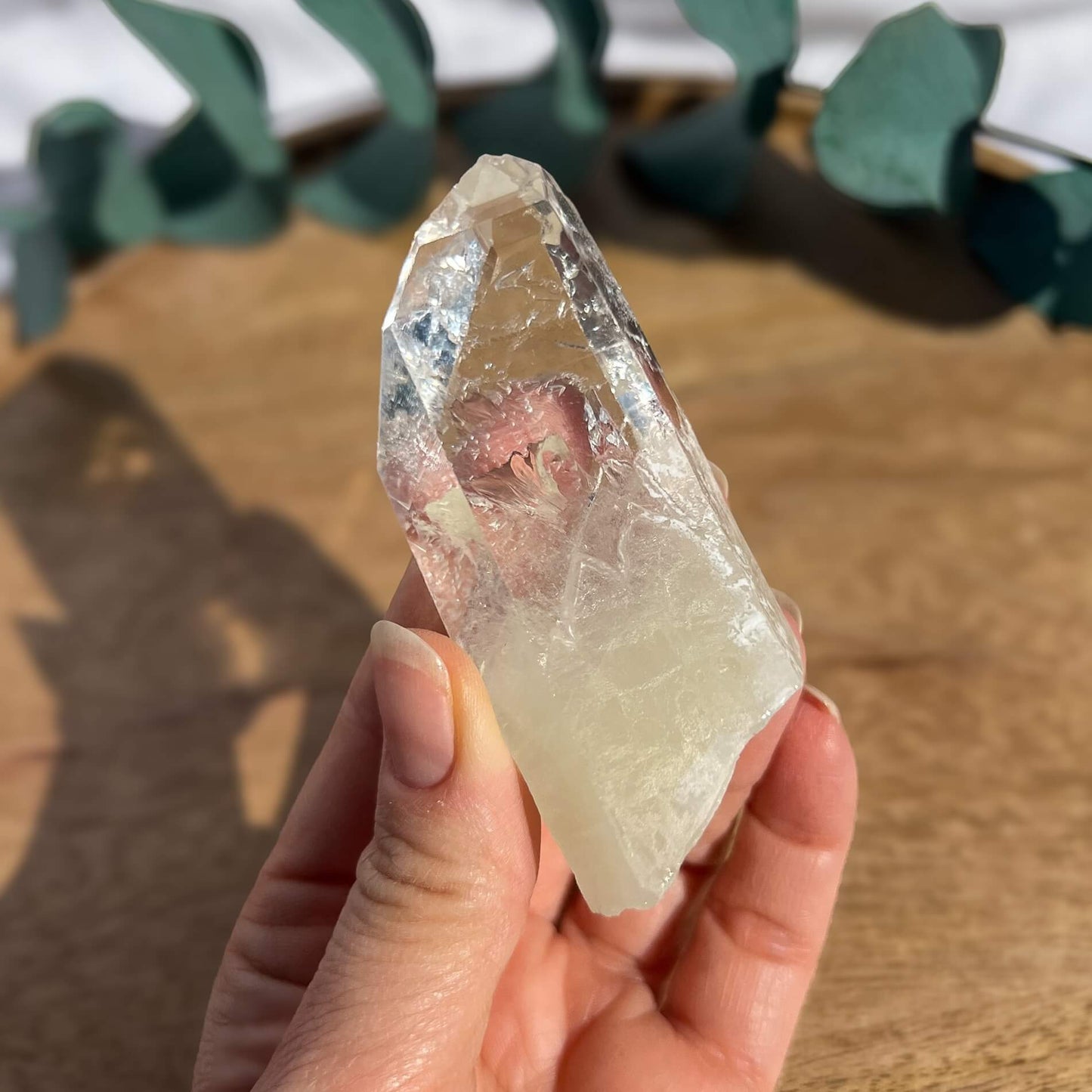 Sulphur Quartz Crystal Point - Etched