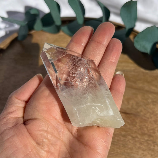 Sulphur Quartz Crystal Point - Etched