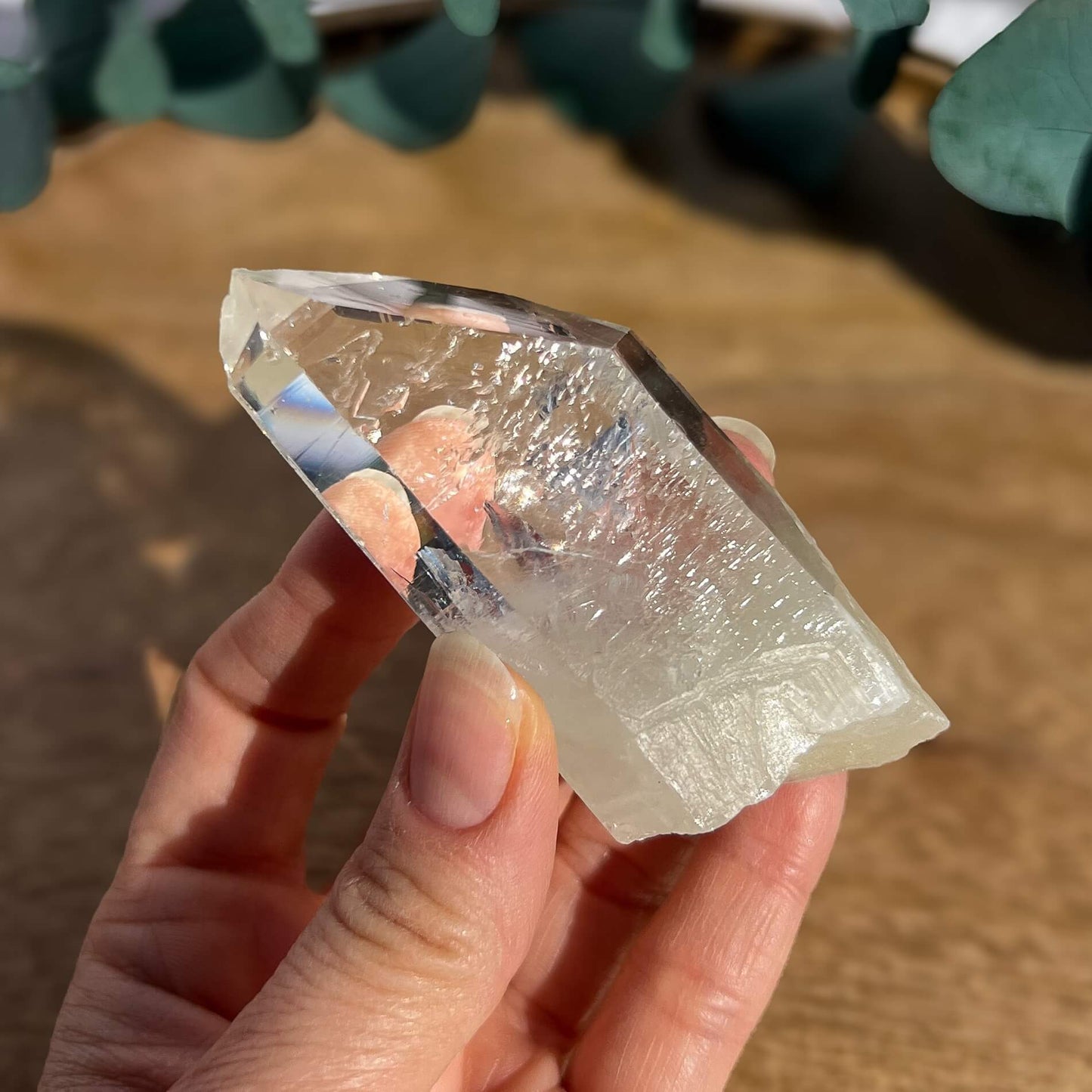 Sulphur Quartz Crystal Point - Etched