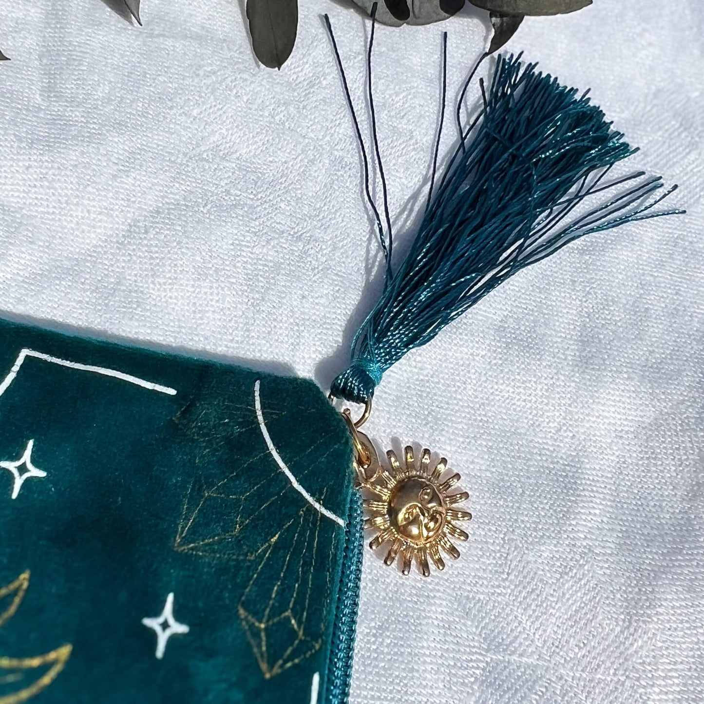 The Sun Turquoise Velvet Zipped Pouch