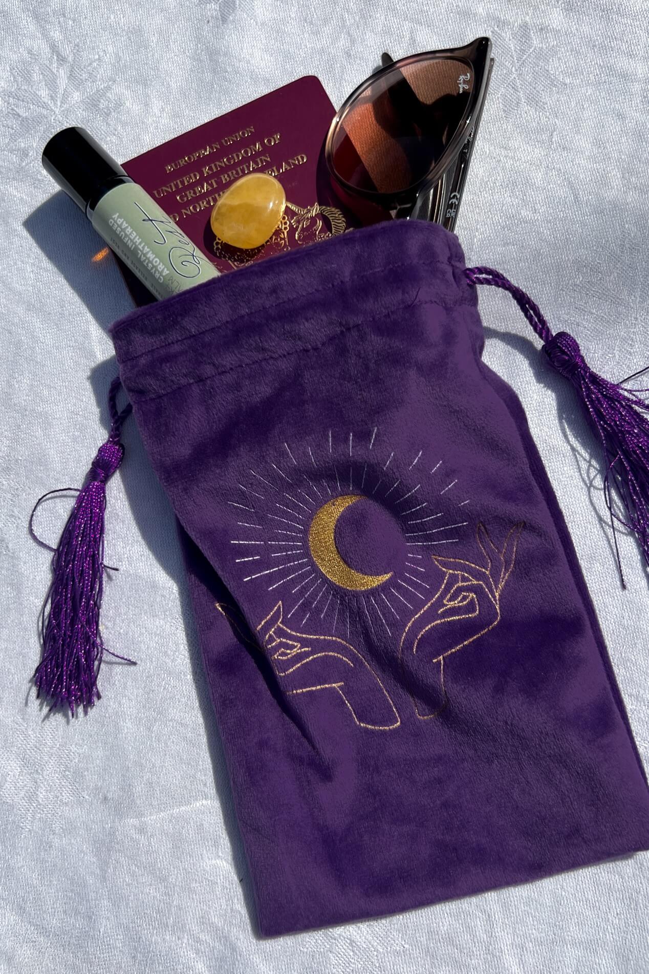 Cosmic Purple Velvet Drawstring Bag