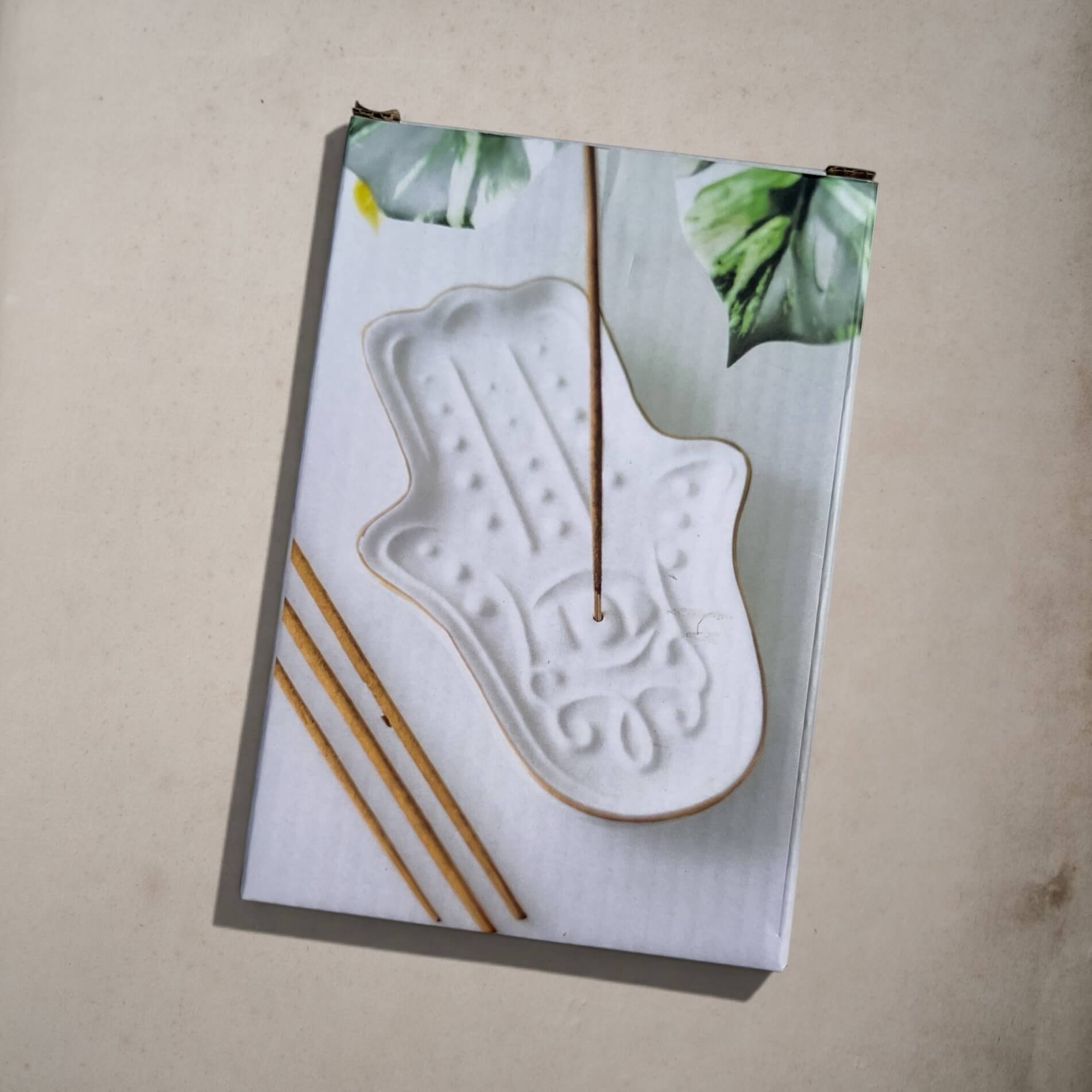 Incense Holder | Hamsa Hand | White Ceramic