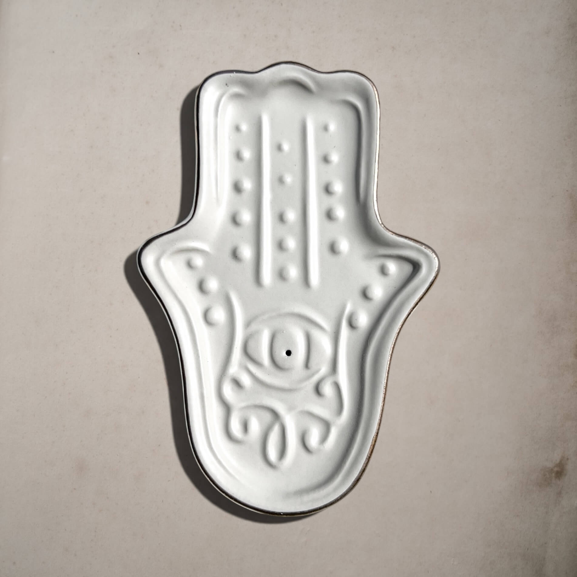 Incense Holder | Hamsa Hand | White Ceramic