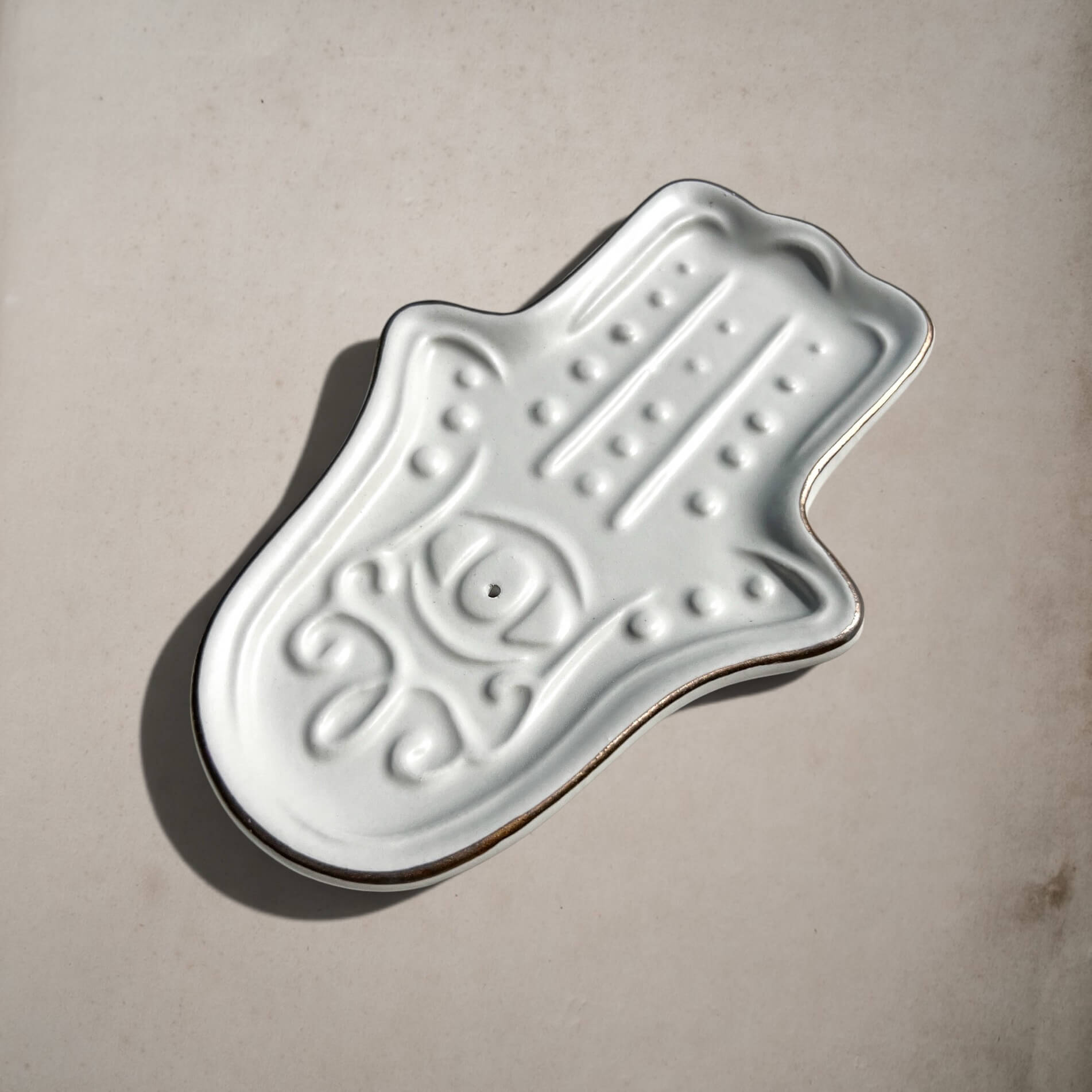 Incense Holder | Hamsa Hand | White Ceramic