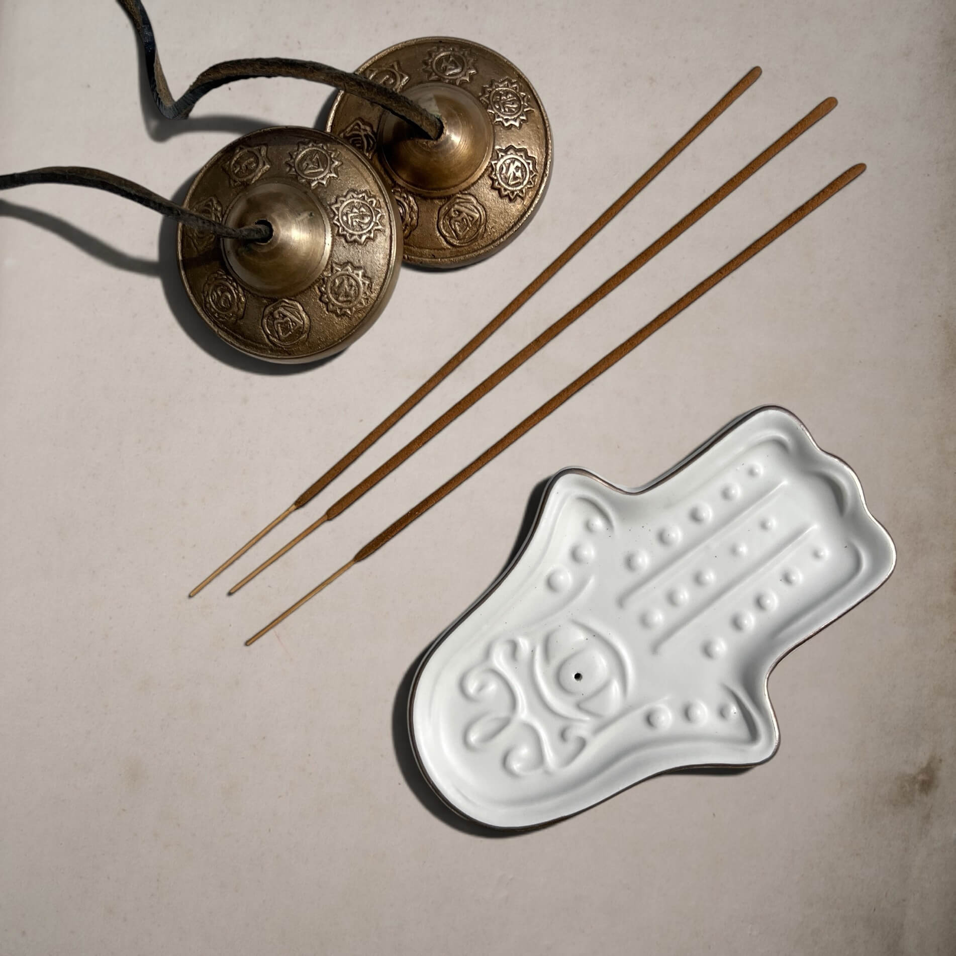 Incense Holder | Hamsa Hand | White Ceramic