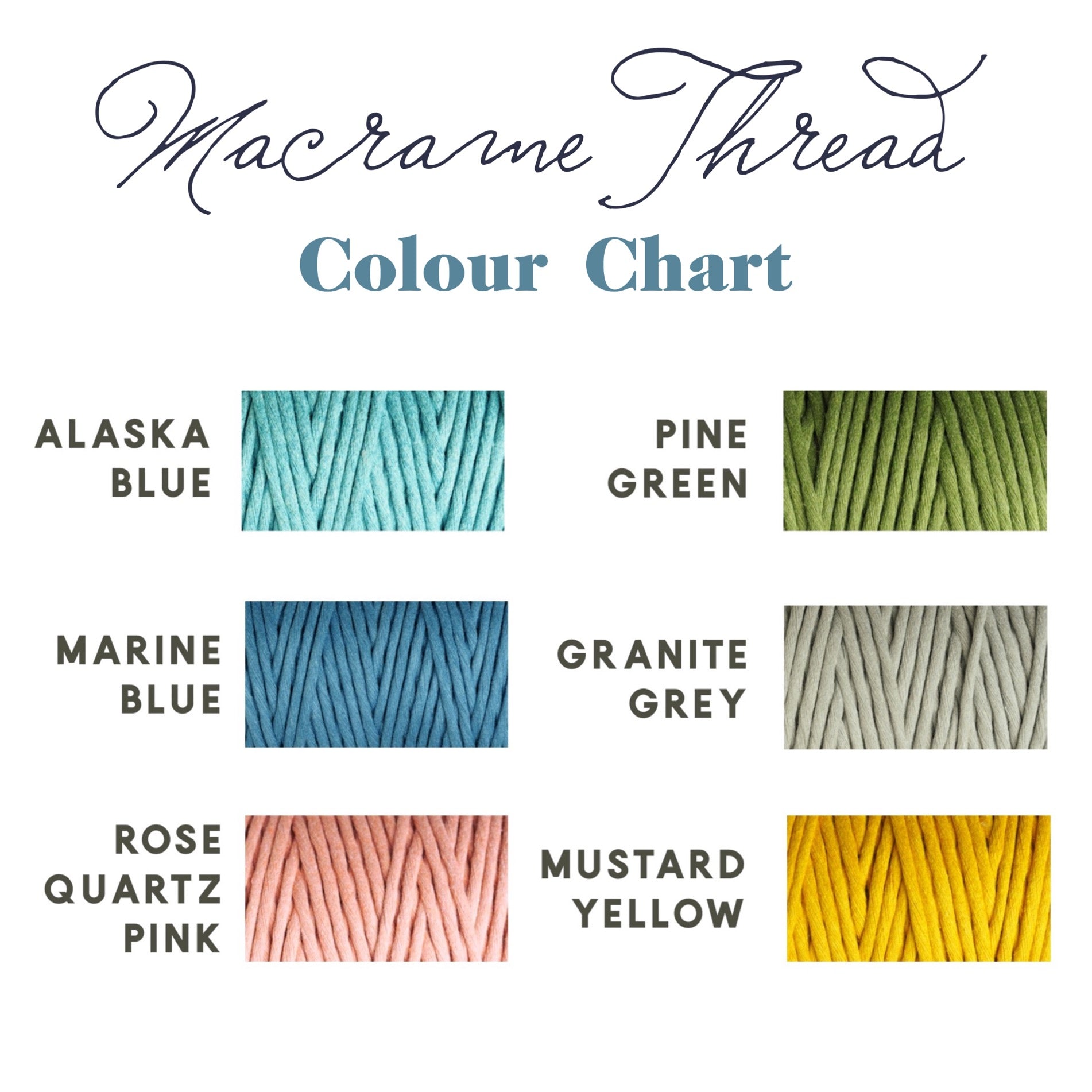 Macrame recycled thread colour chart