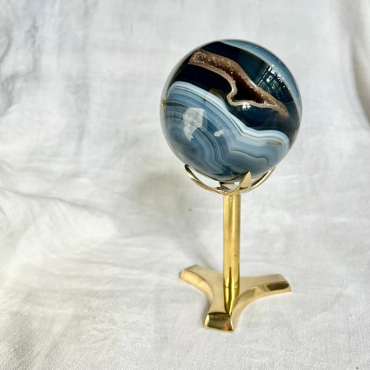 Crystal Sphere Holder + Mineral Display Stand - Small Brass