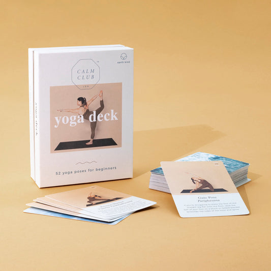 Calm Club Yoga Deck with pack of cards showing different yoga poses