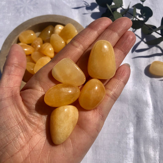 mexican orange calcite healing crystal tumble stones