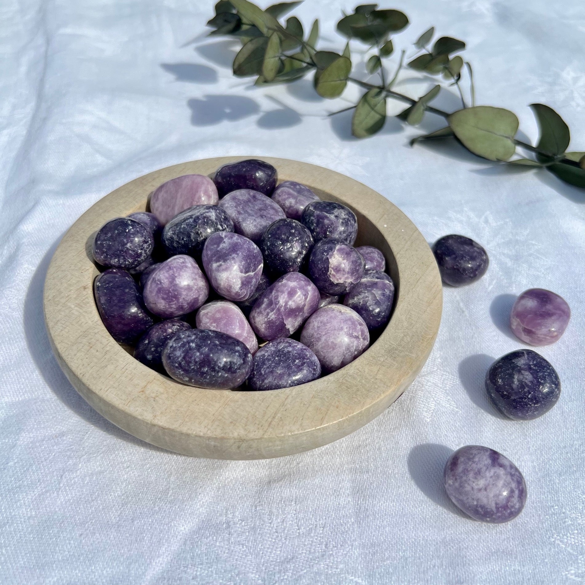 Beautiful purple lepidolite tumble stones