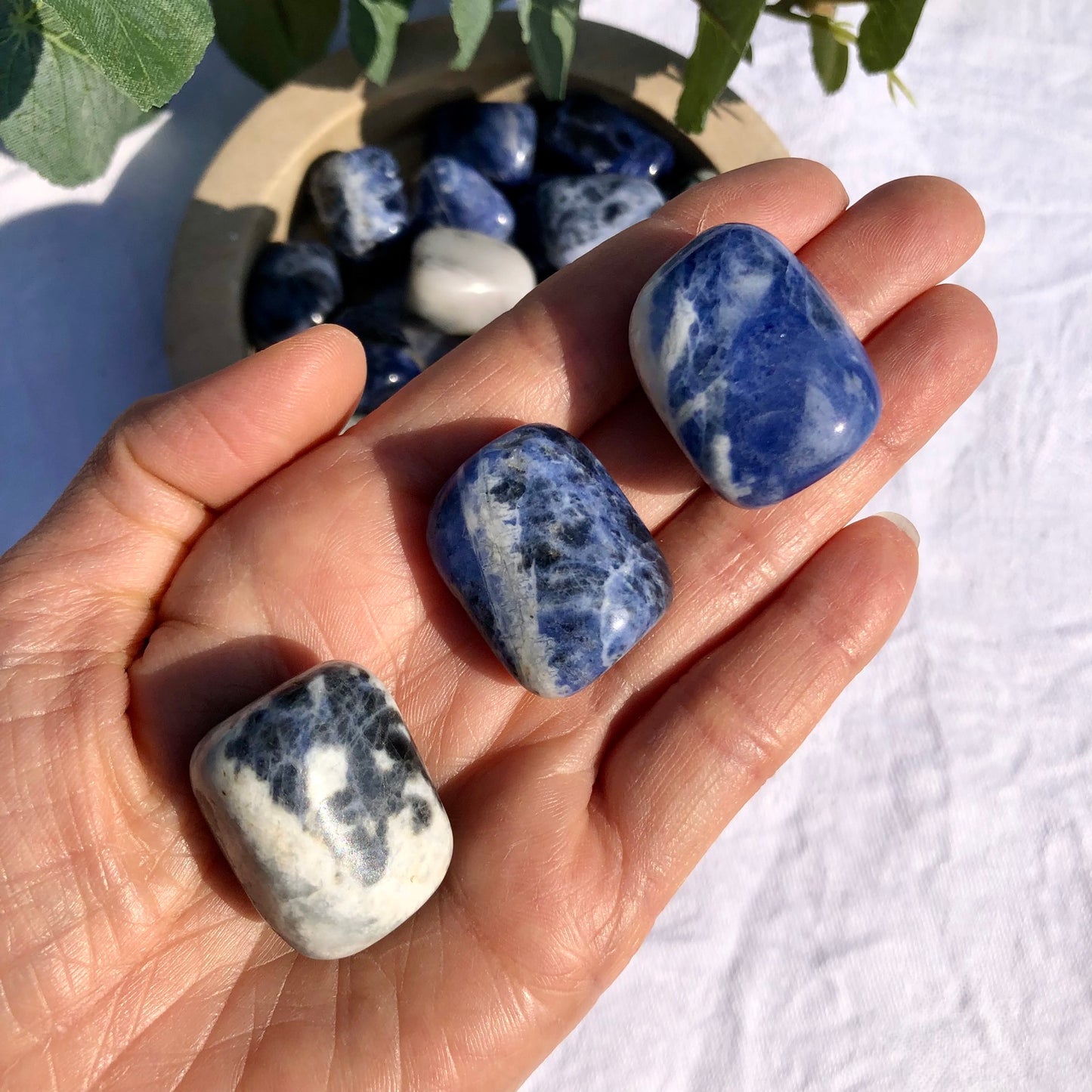 extra large Blue and white sodalite healing crystal tumble stones